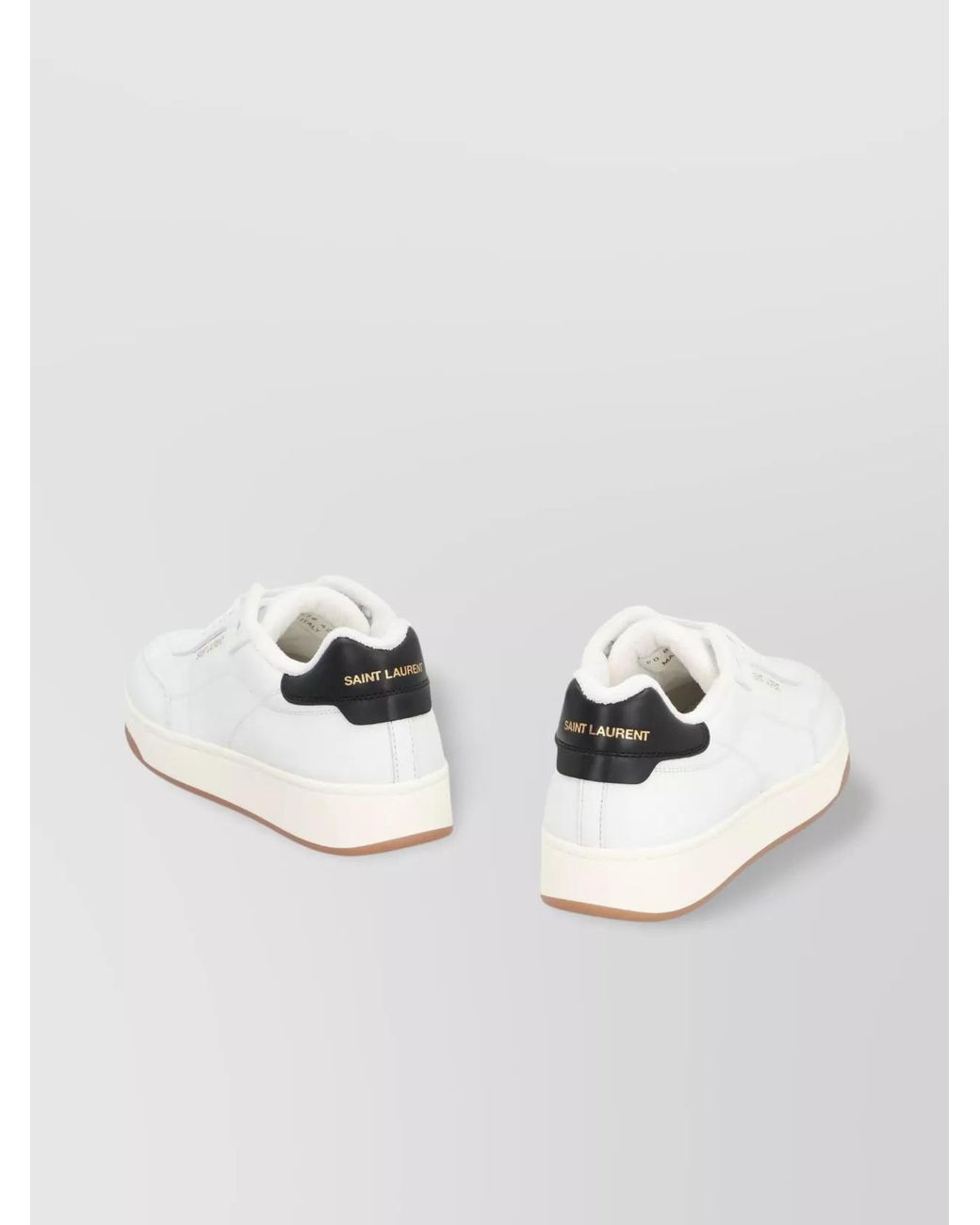 Saint Laurent White Leather Low-Top Sneakers Contrast Heel for men