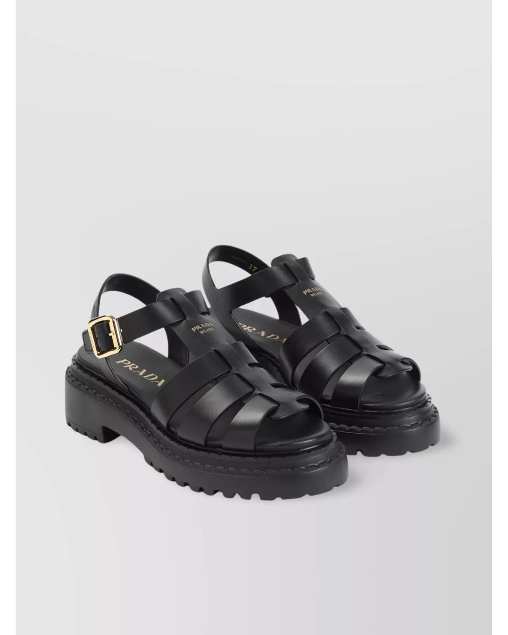 Prada Gray Leather Flatform Sandals