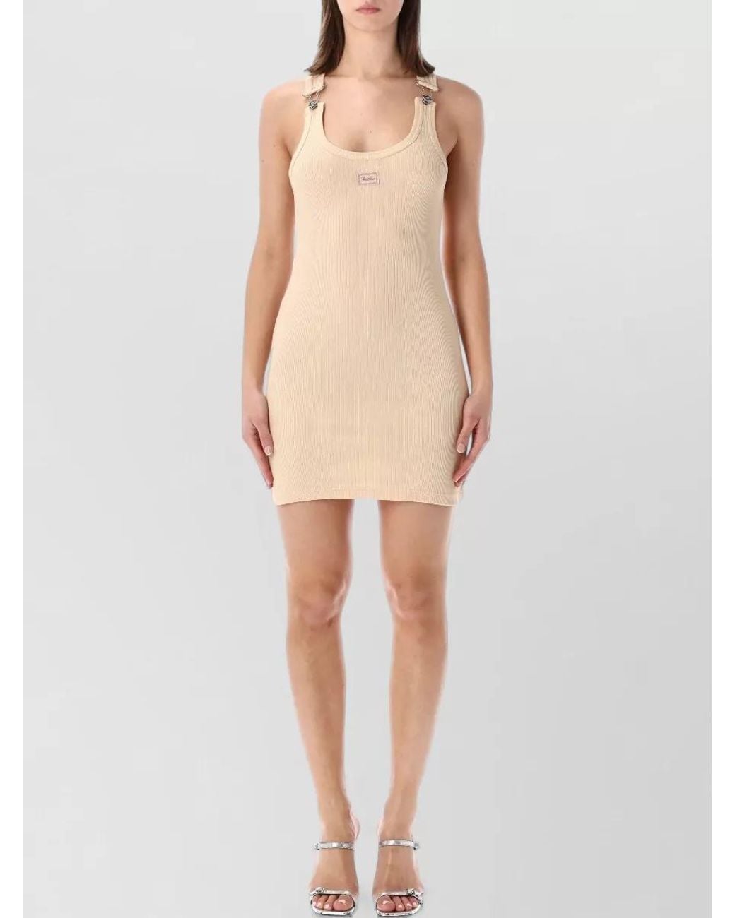Jean Paul Gaultier Natural Ribbed Cotton Mini Dress