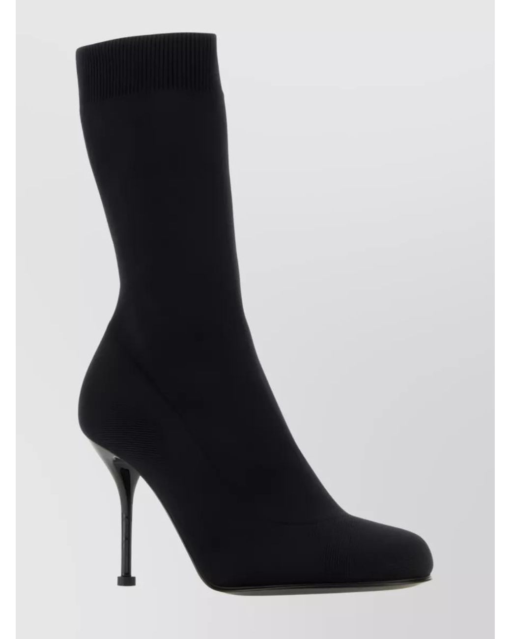 McQueen Black Stretch Knit Ankle Boots