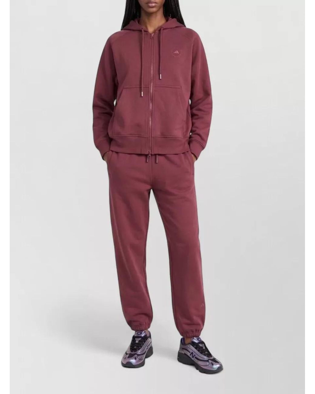 Adidas By Stella McCartney Red Organic Cotton Blend Oversized Zip Hoodie