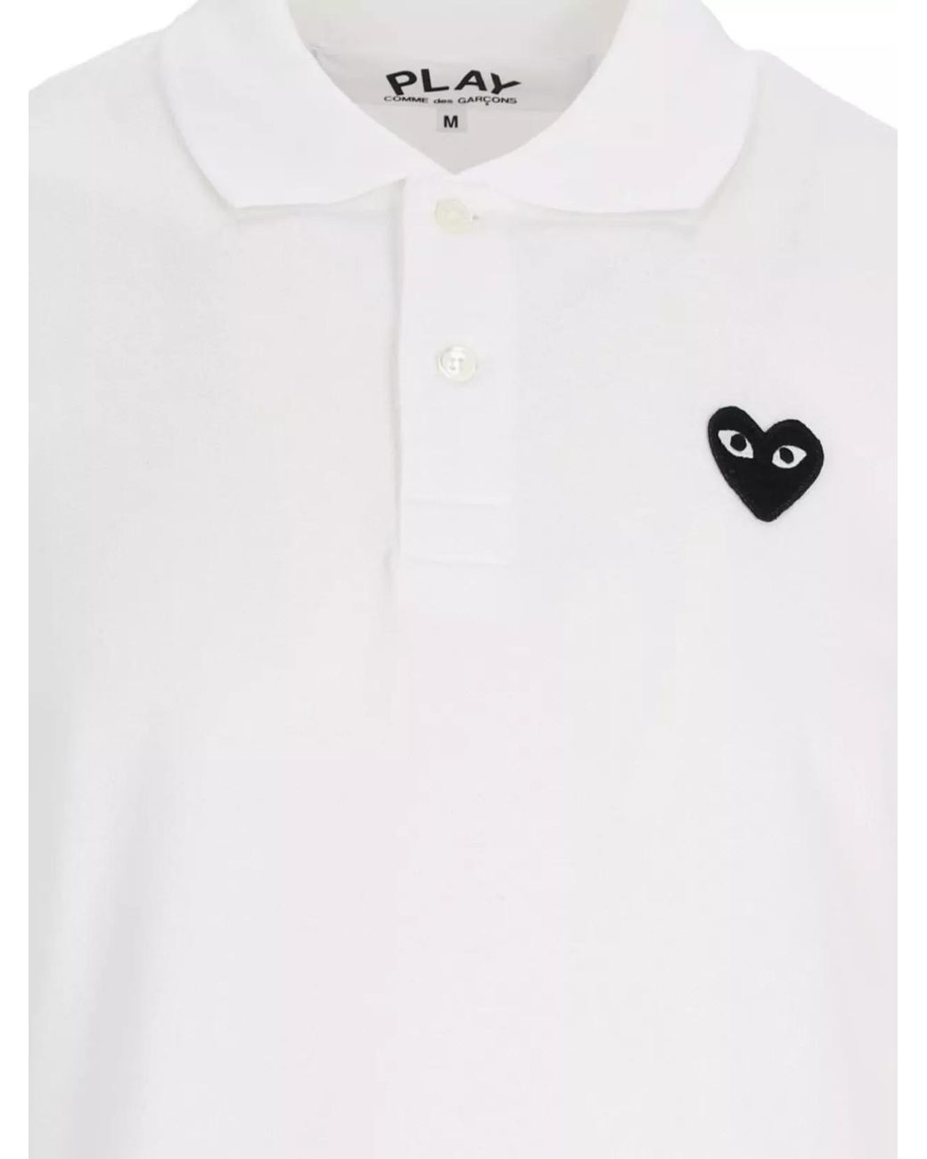 COMME DES GARÇONS PLAY White Short Sleeves Polo Collar Top