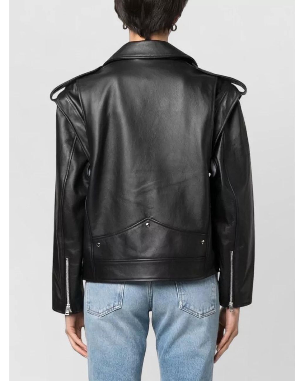ARMARIUM Black Grained Leather Biker Jacket