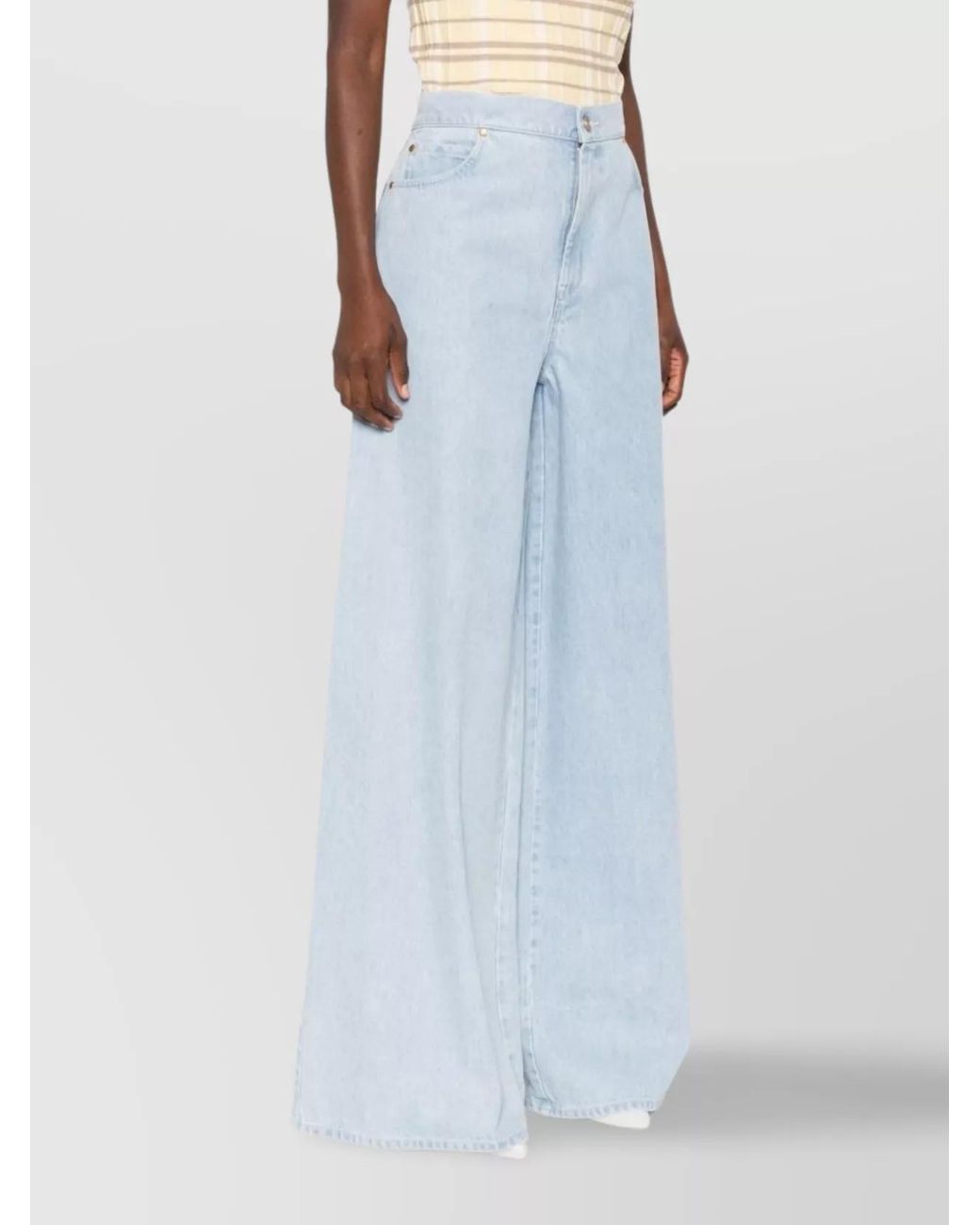 Max Mara Blue Denim High-Rise Wide-Leg Trousers