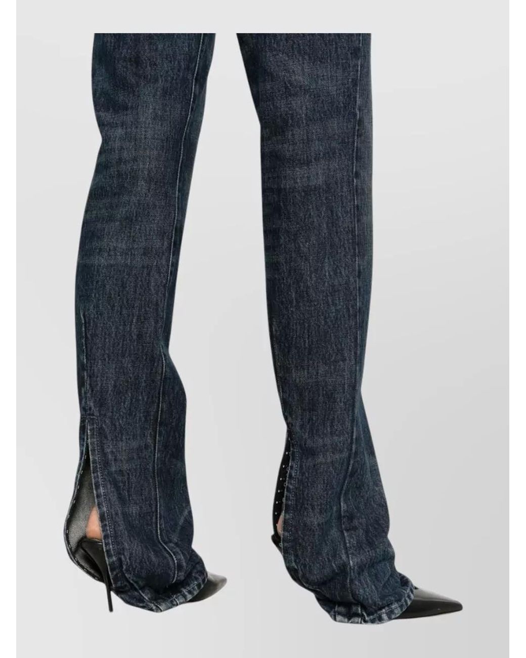 DIESEL Blue Denim Mid-Rise Straight-Leg Extra-Long Jeans