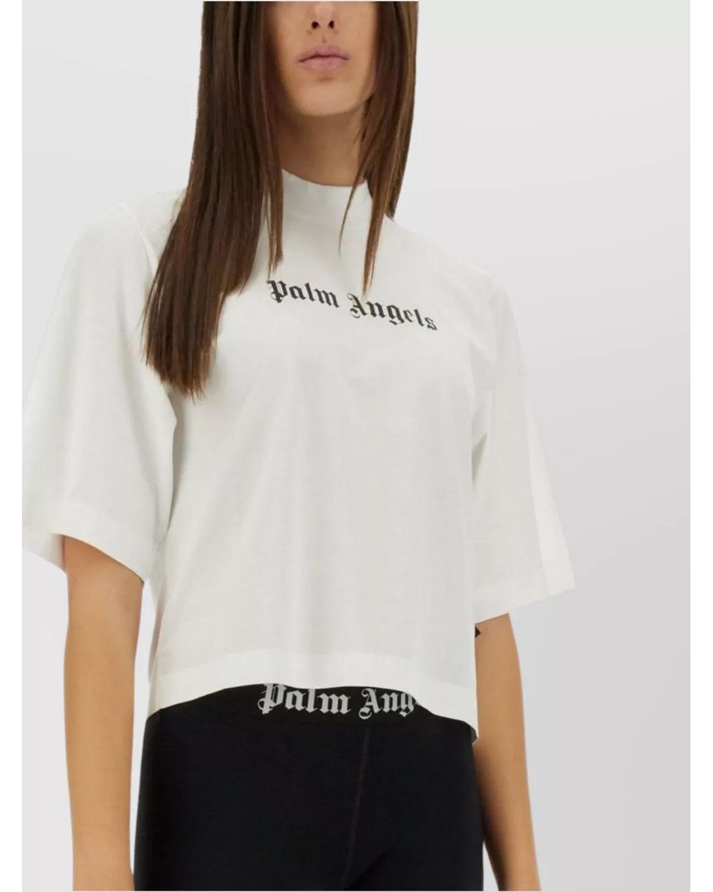 Palm Angels White Cropped Logo T-Shirt