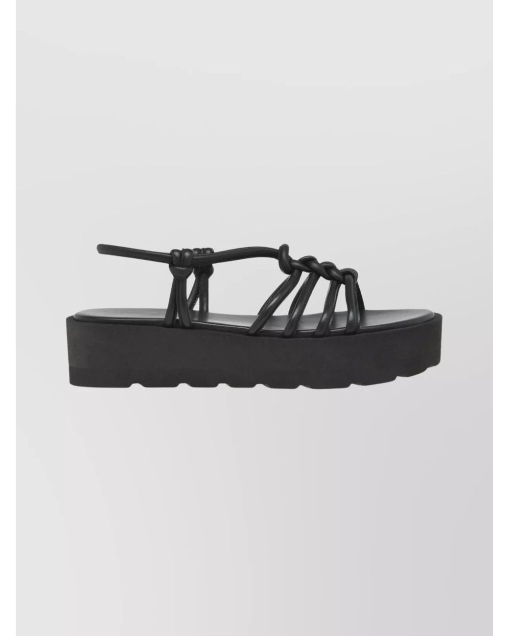Gianvito Rossi Black Leather Knot-Detail Flatform Sandals