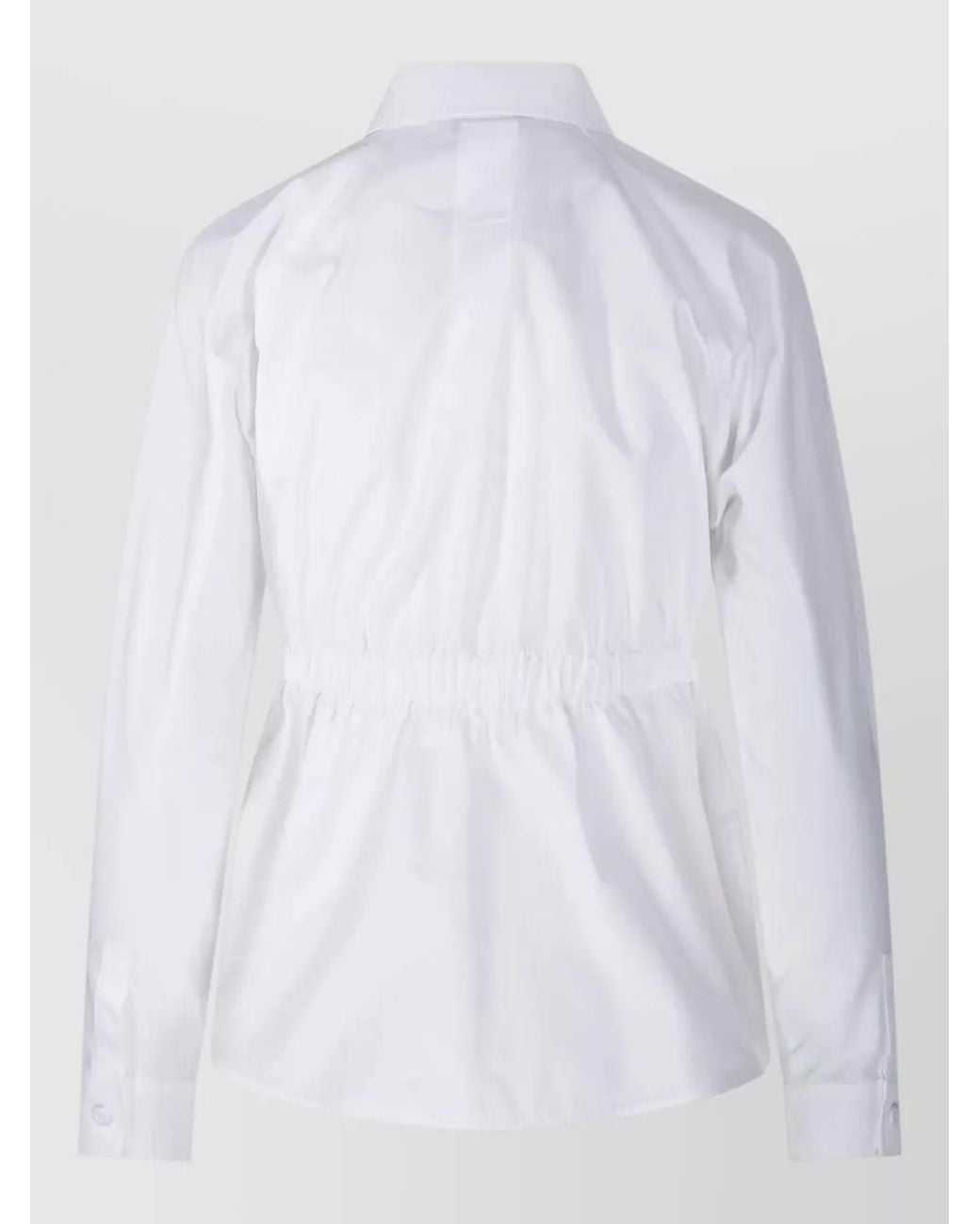 Max Mara White Cotton Poplin Drawstring Shirt