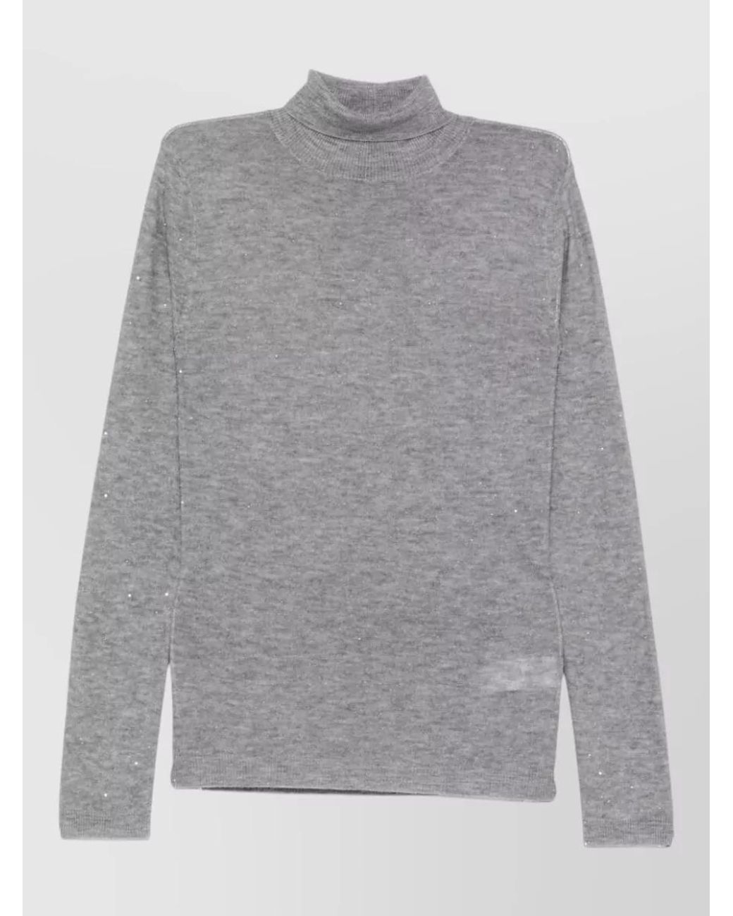 Fabiana Filippi Gray Wool Ribbed Turtleneck Long-Sleeve Sweater