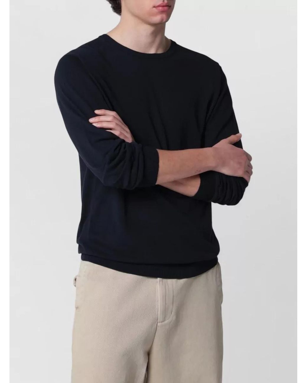 Roberto Collina Blue Cotton Crewneck Sweater for men