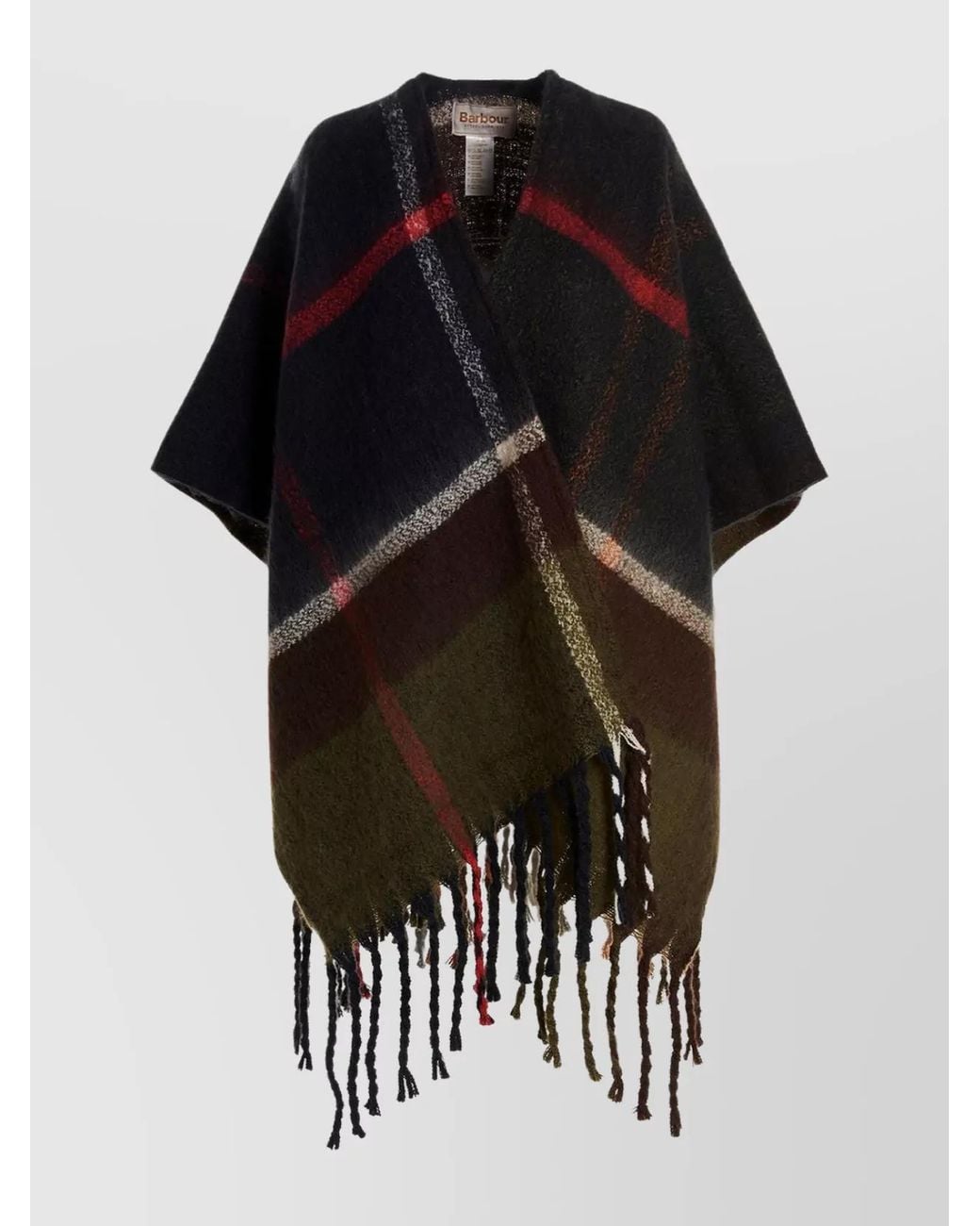 Barbour Black Checked Poncho
