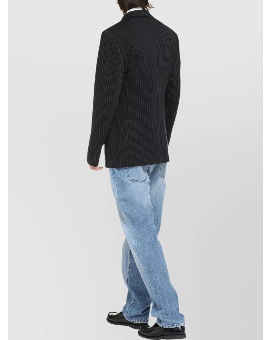 Dolce & Gabbana Black Pinstriped Single-Breasted Two-Button Blazer for men
