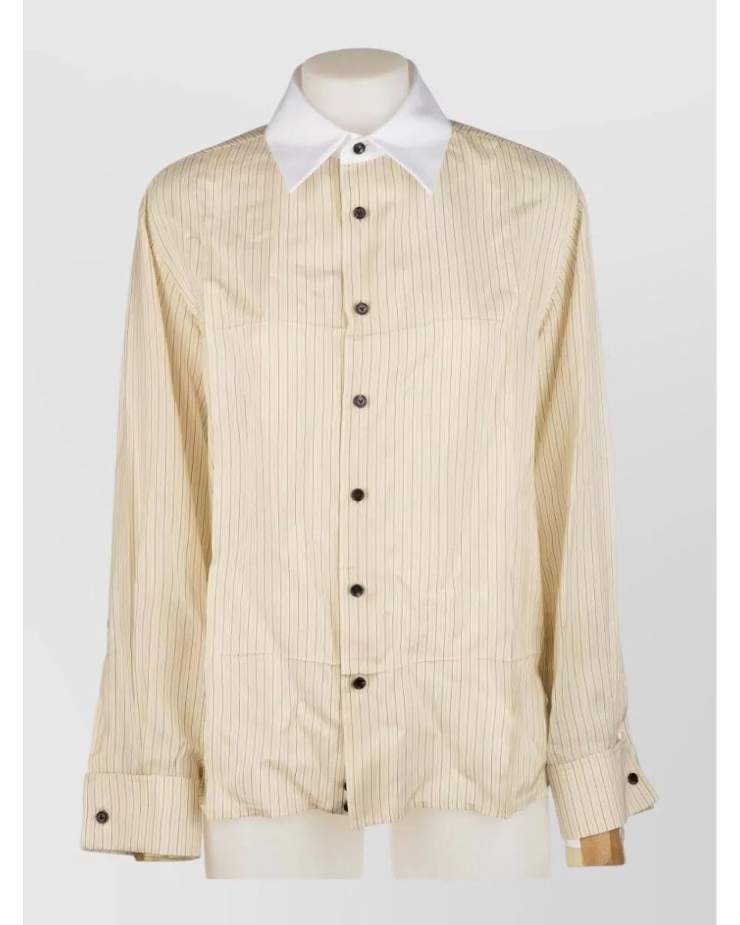 Bottega Veneta Natural Striped Long-Sleeve Shirt