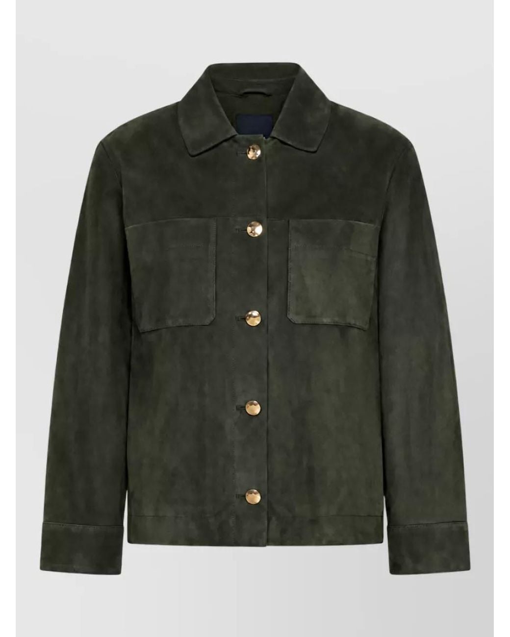 Max Mara Green Leather Single Breasted Coat