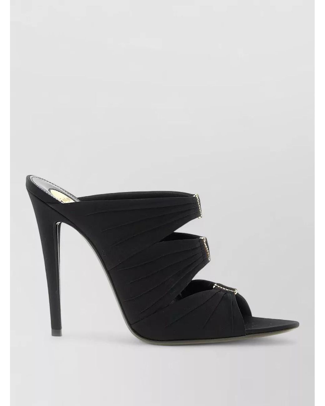 Saint Laurent Black Emilie Satin Crepe Mules