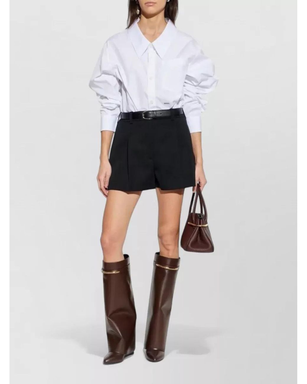 Givenchy Black Wool Pleated Bermuda Shorts