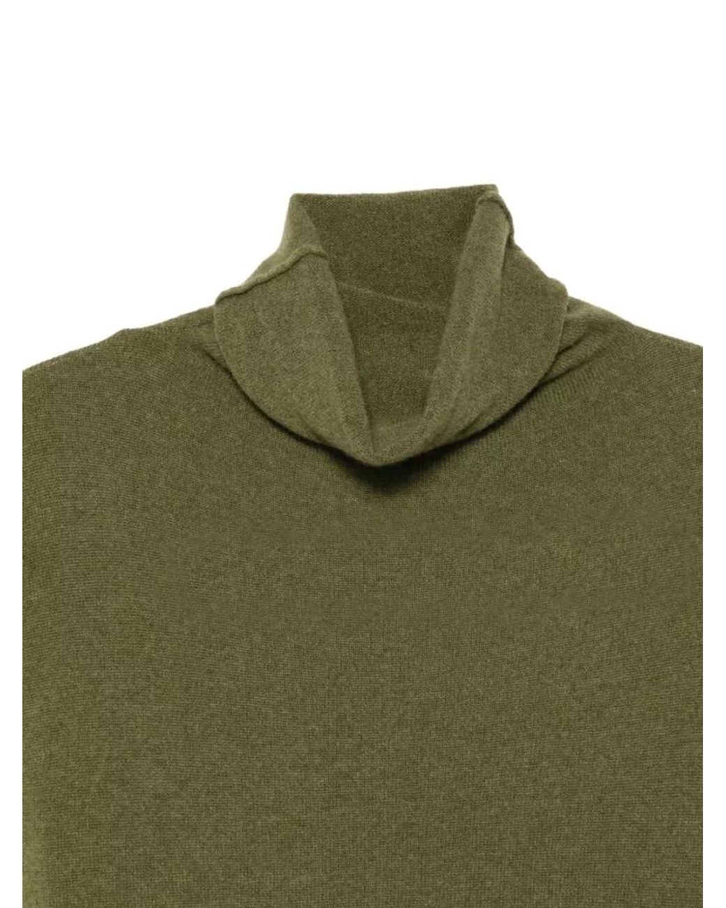 C.t. Plage Green Cashmere Ribbed Turtleneck Sweater