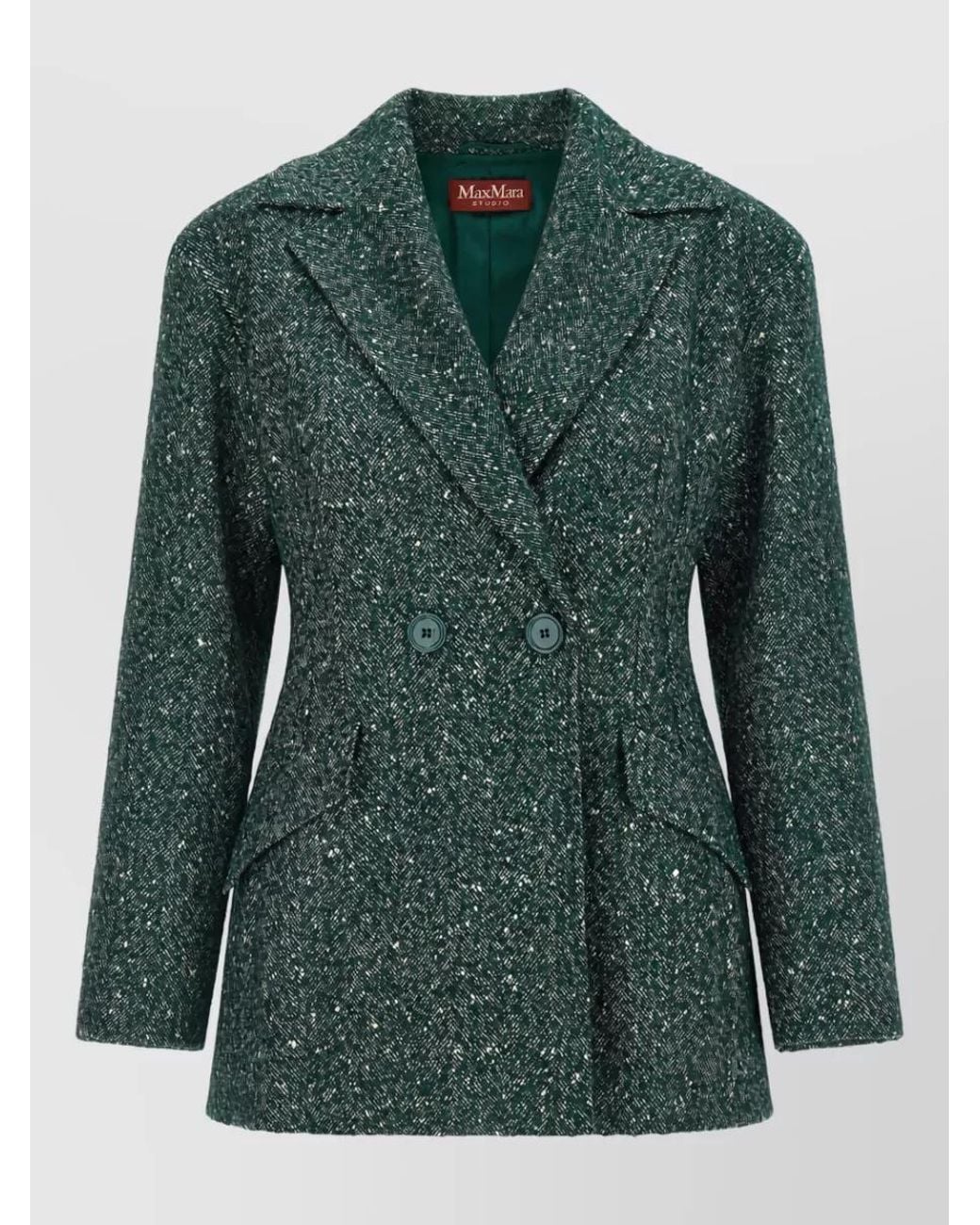 Max Mara Green Virgin Wool Double-Breasted Blazer