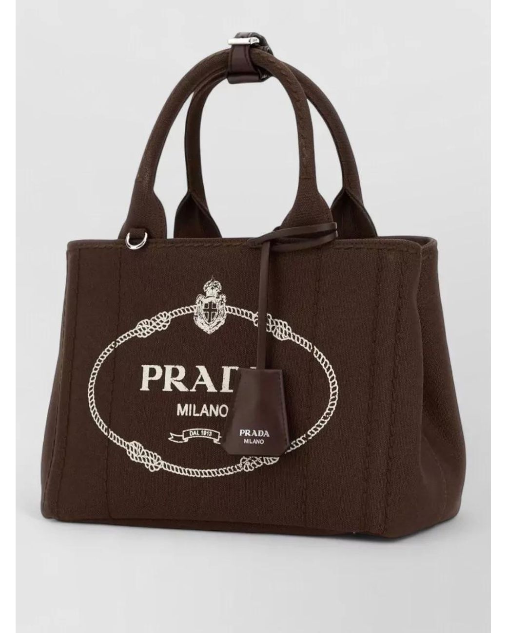 Prada Brown Small Canvas Shoulder Bag