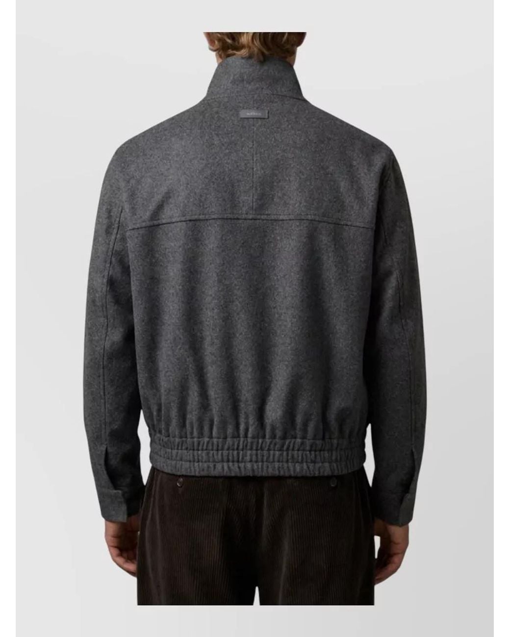 Lardini Gray Virgin Wool Regular-Fit Bomber Jacket for men