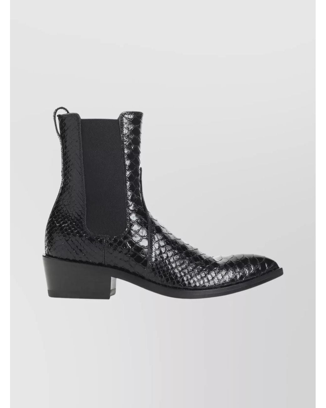Tom Ford Black Snake Effect Leather Ankle Boots