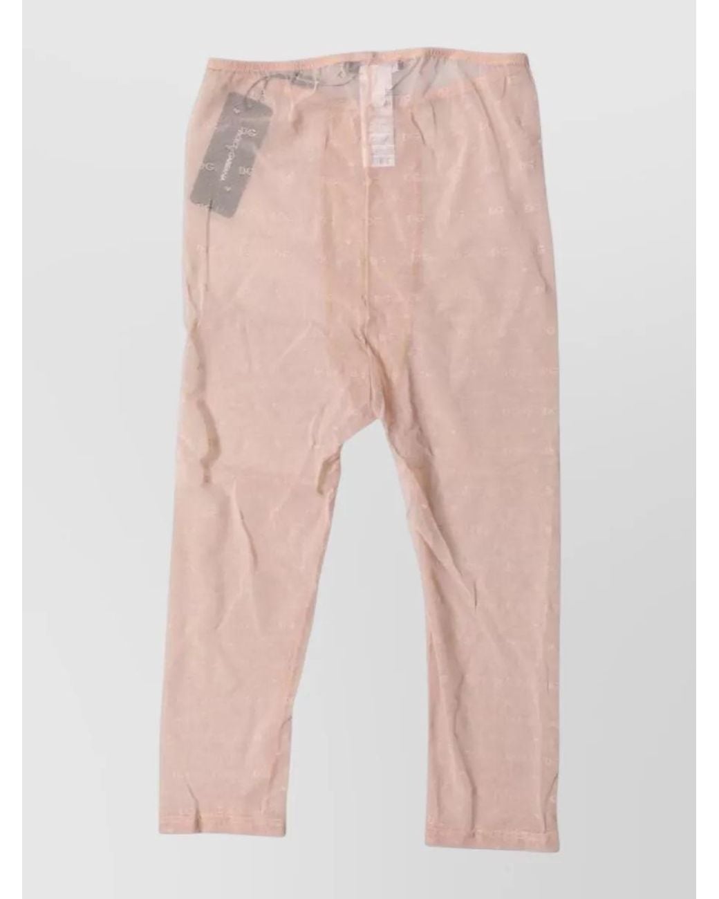 Dolce & Gabbana Pink Logo Lace Cropped Leggings