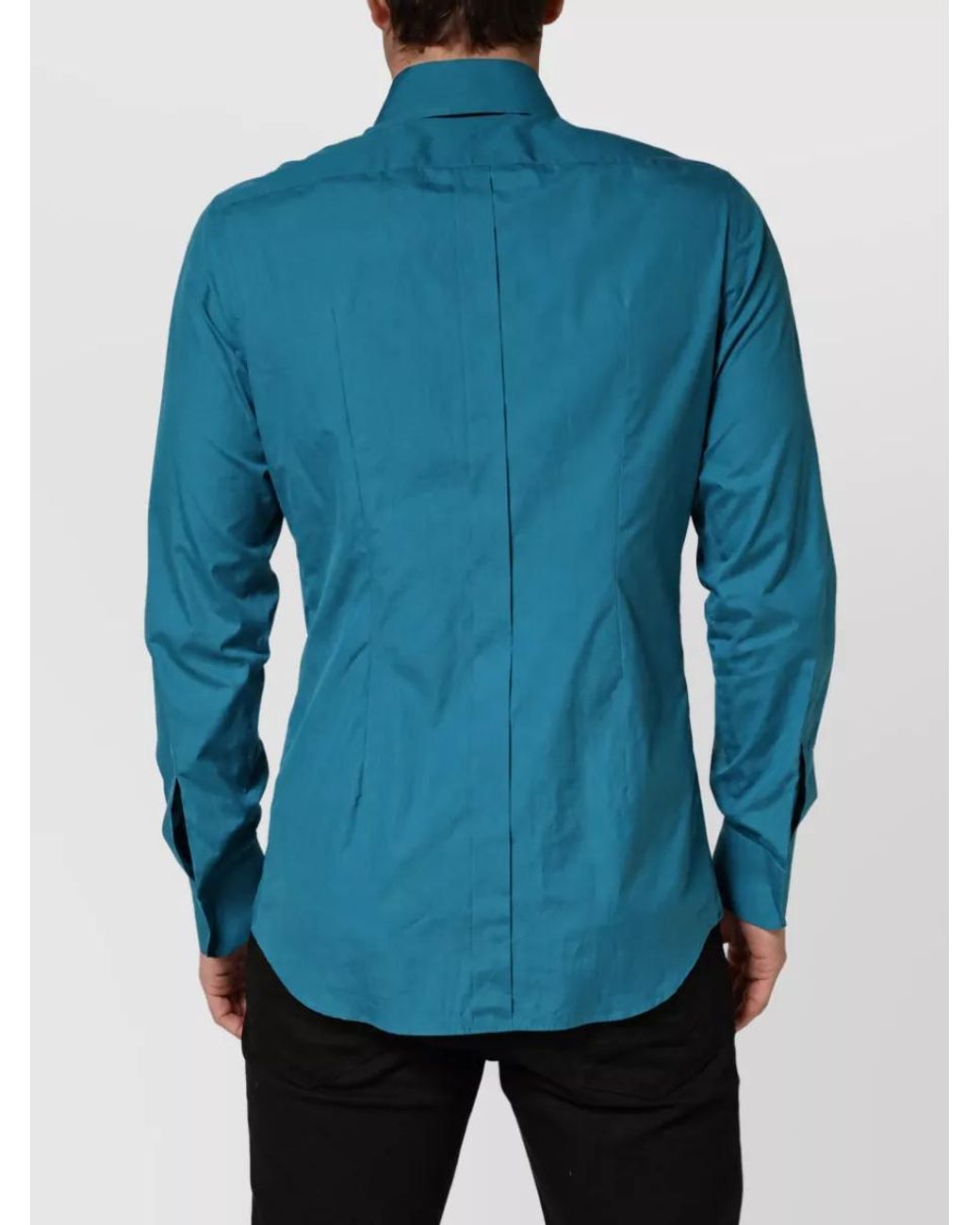 Dolce & Gabbana Blue Cotton Long-Sleeve Dress Shirt for men