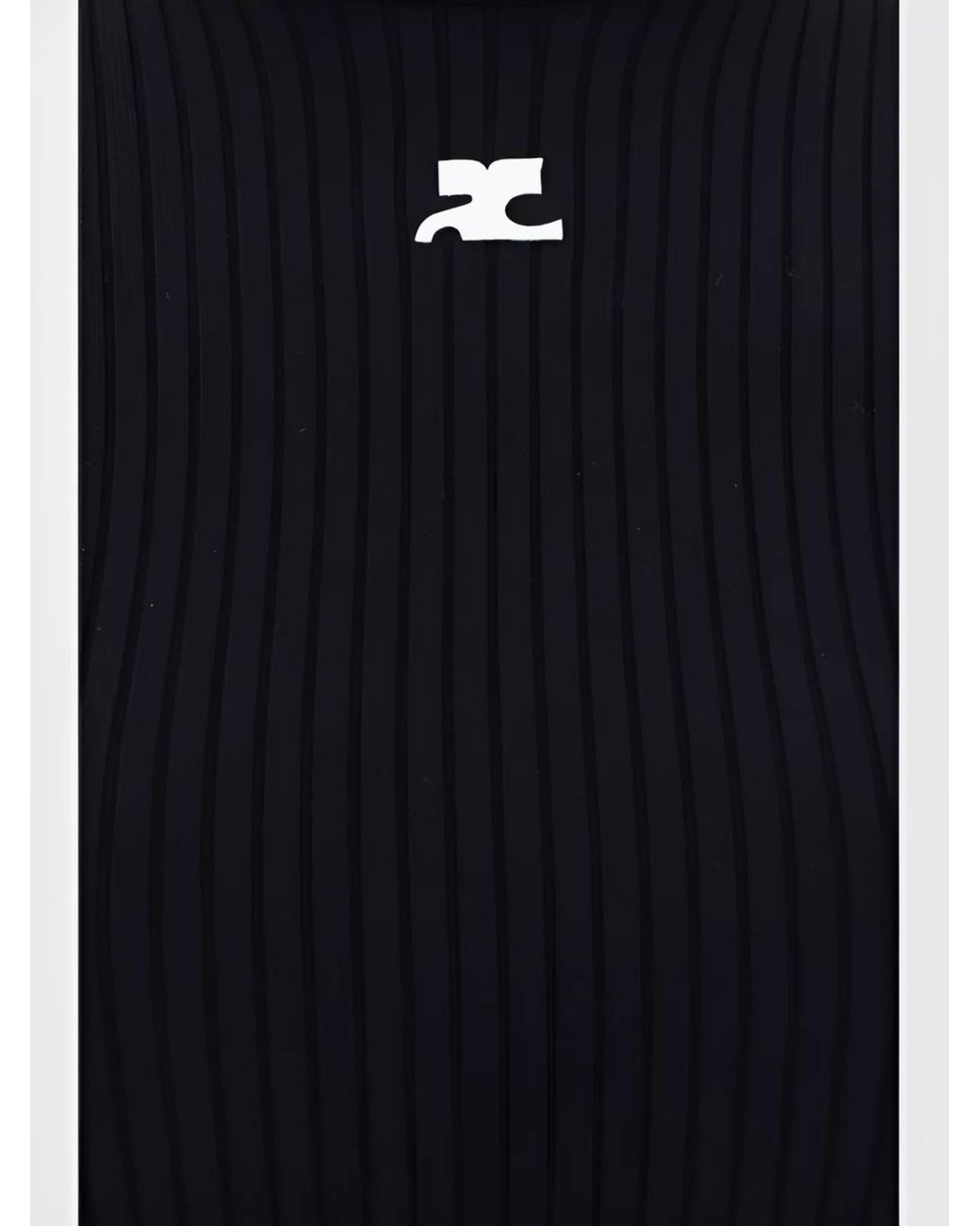 Courreges Black Ribbed Slim-Fit High-Neck Short-Sleeve Knitted Top
