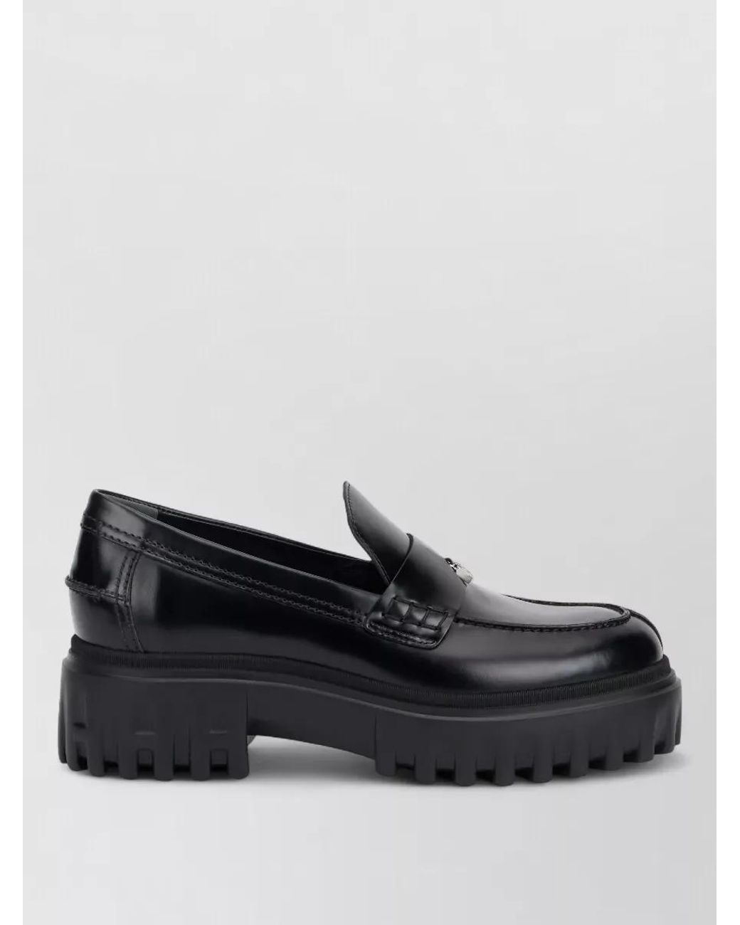 Hogan Black Leather Slip-On Brogues