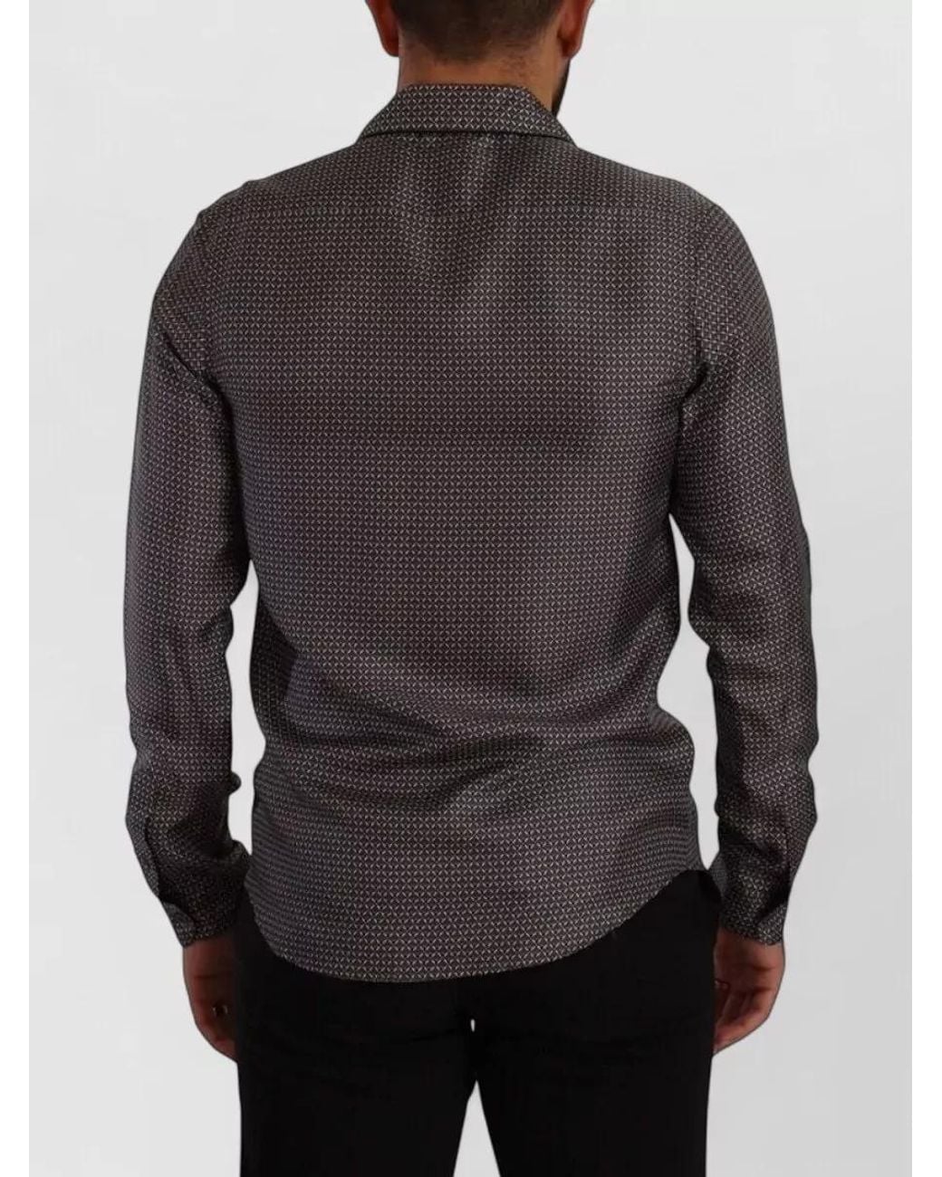 Dolce & Gabbana Gray Silk Printed Long-Sleeve Shirt for men