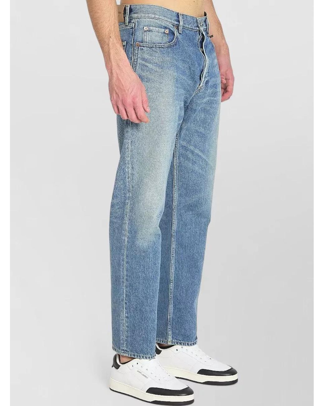 Saint Laurent Blue Denim Mid-Rise Straight-Leg Jeans for men