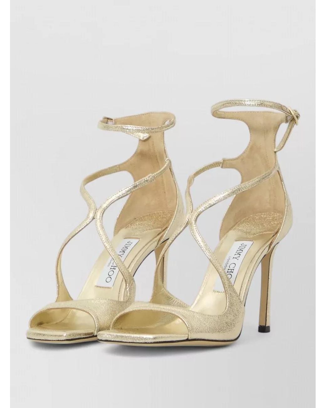 Jimmy Choo Natural Glitter Ankle-Strap Sandals