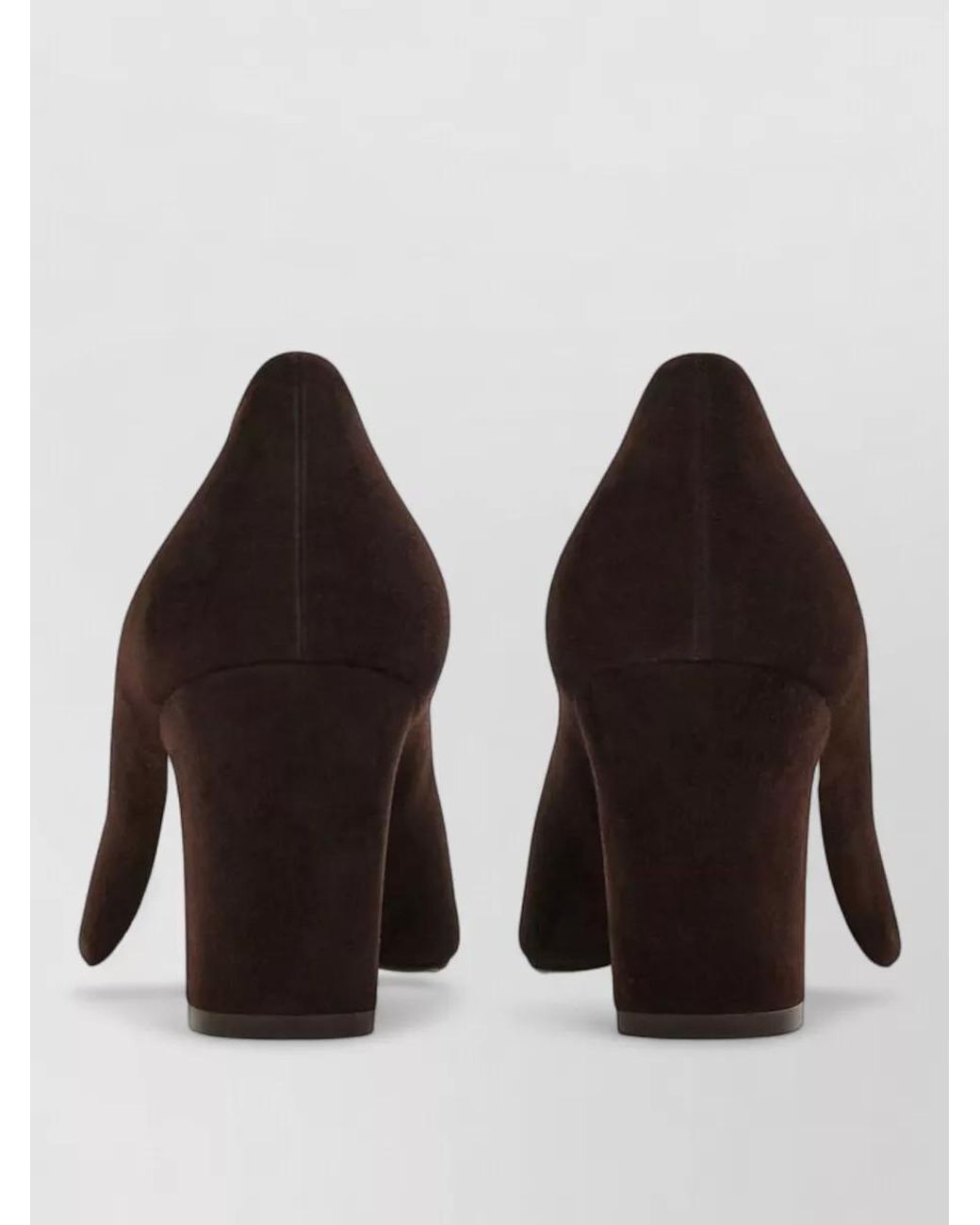 Ferragamo Brown Leather Block Heel Pumps