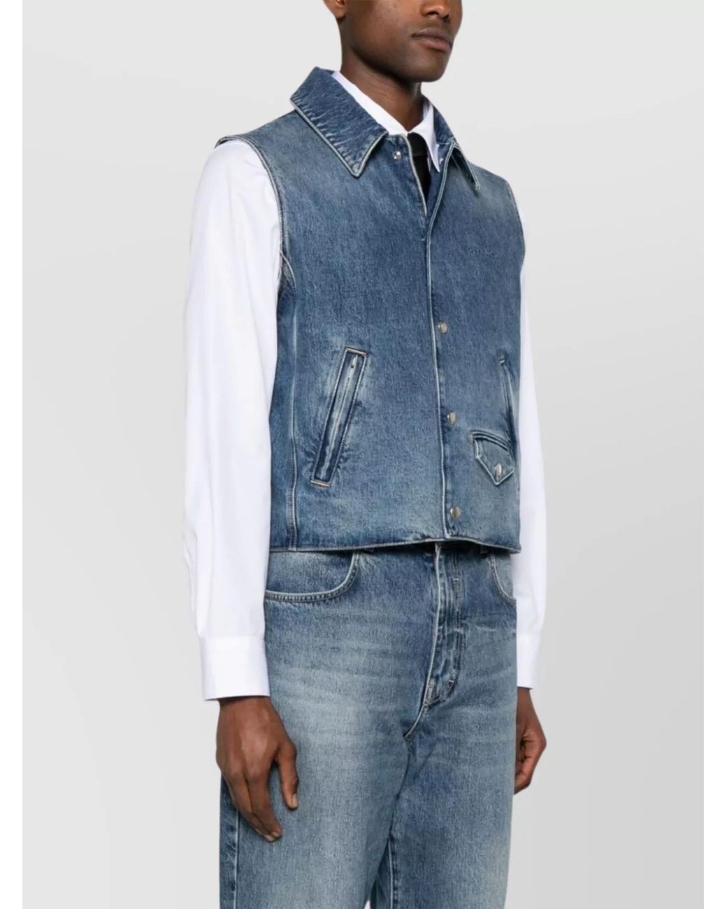 Givenchy Blue Denim Sleeveless Jacket for men