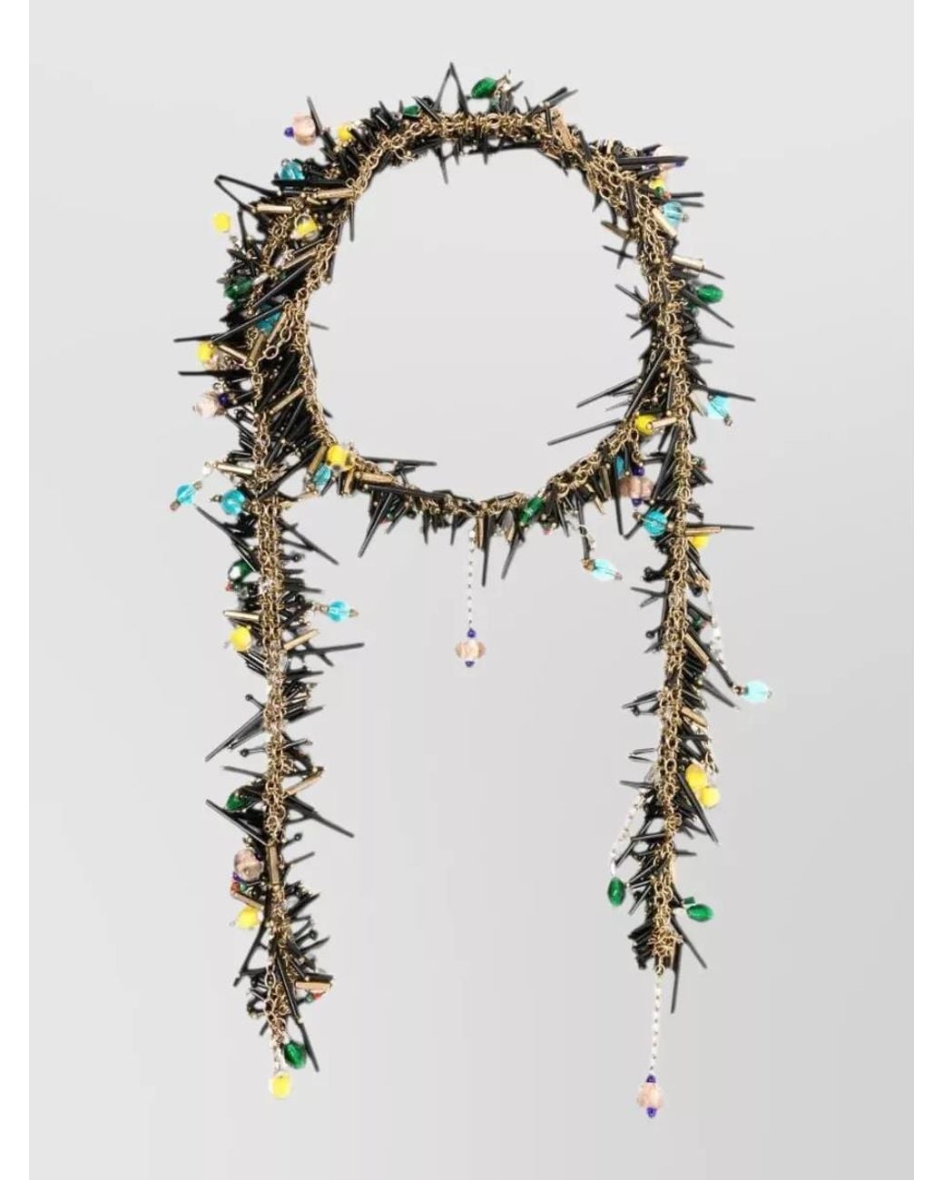 Dries Van Noten White Beaded Scarf Necklace
