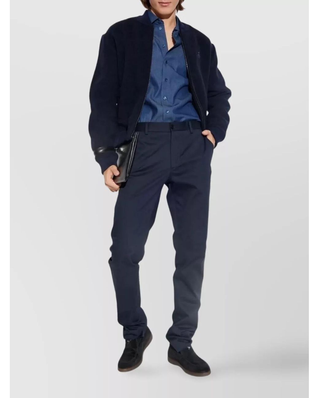 Etro Blue Embroidered Logo Cotton Shirt for men