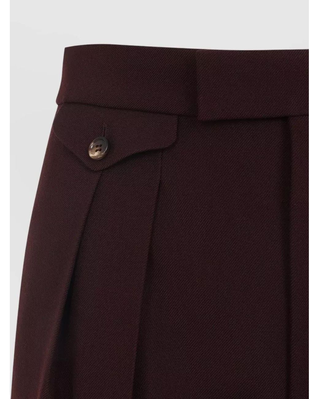 Chloé Purple Wool High-Rise Pleated Wide-Leg Trousers