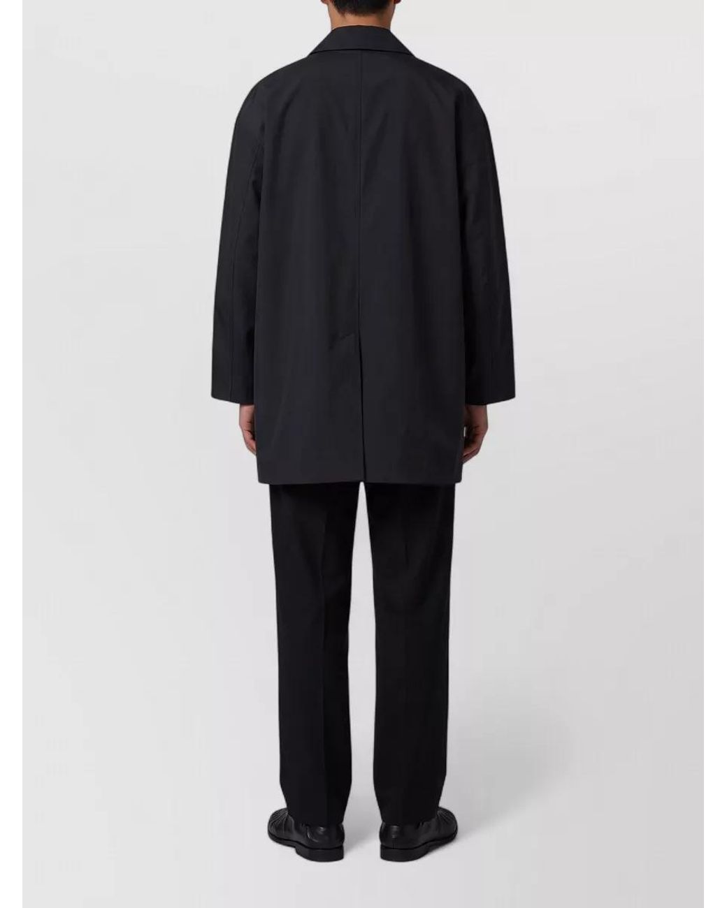 The Row Black Cotton Relaxed-Fit Short Coat for men
