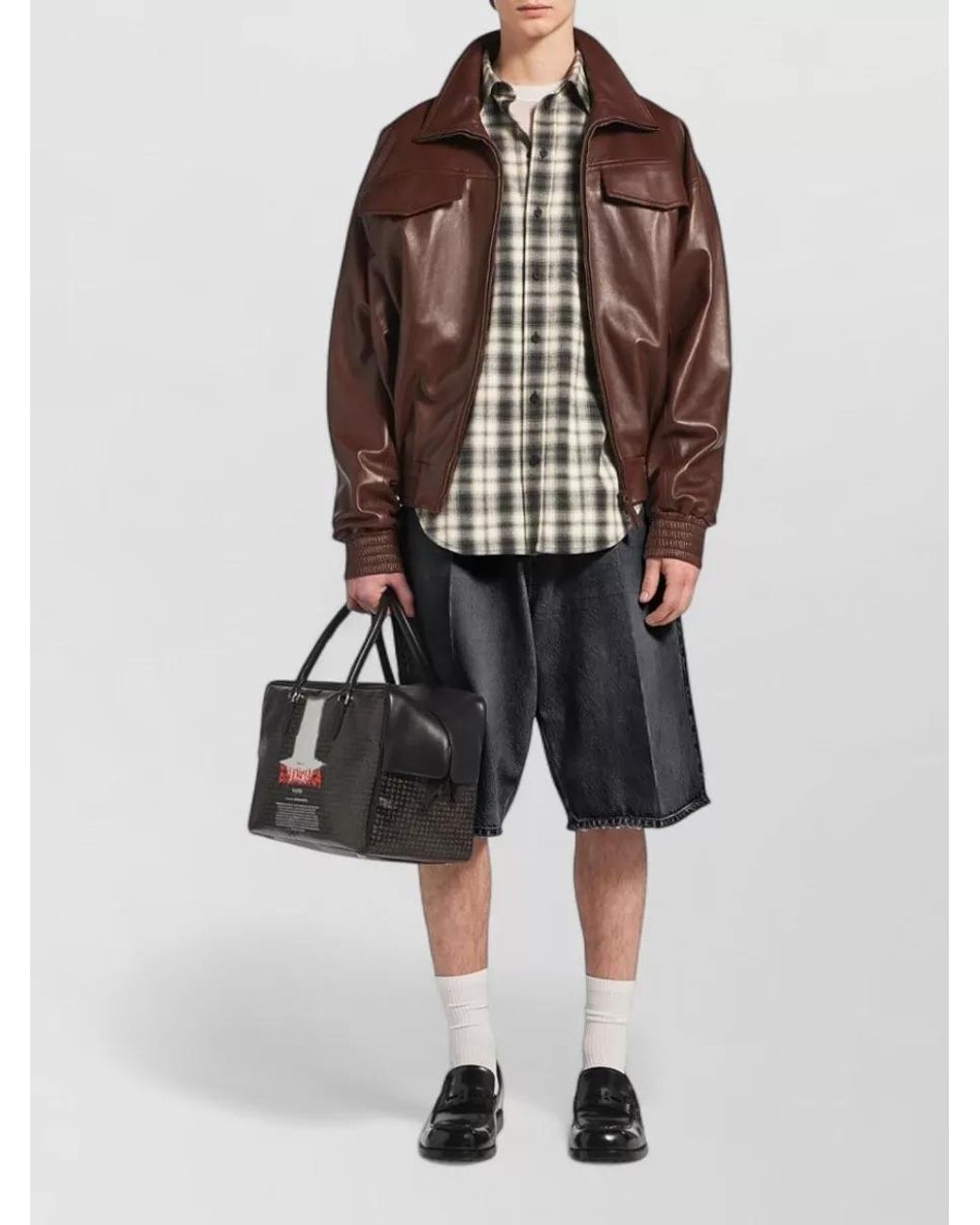 Balenciaga White Checked Flannel Shirt for men