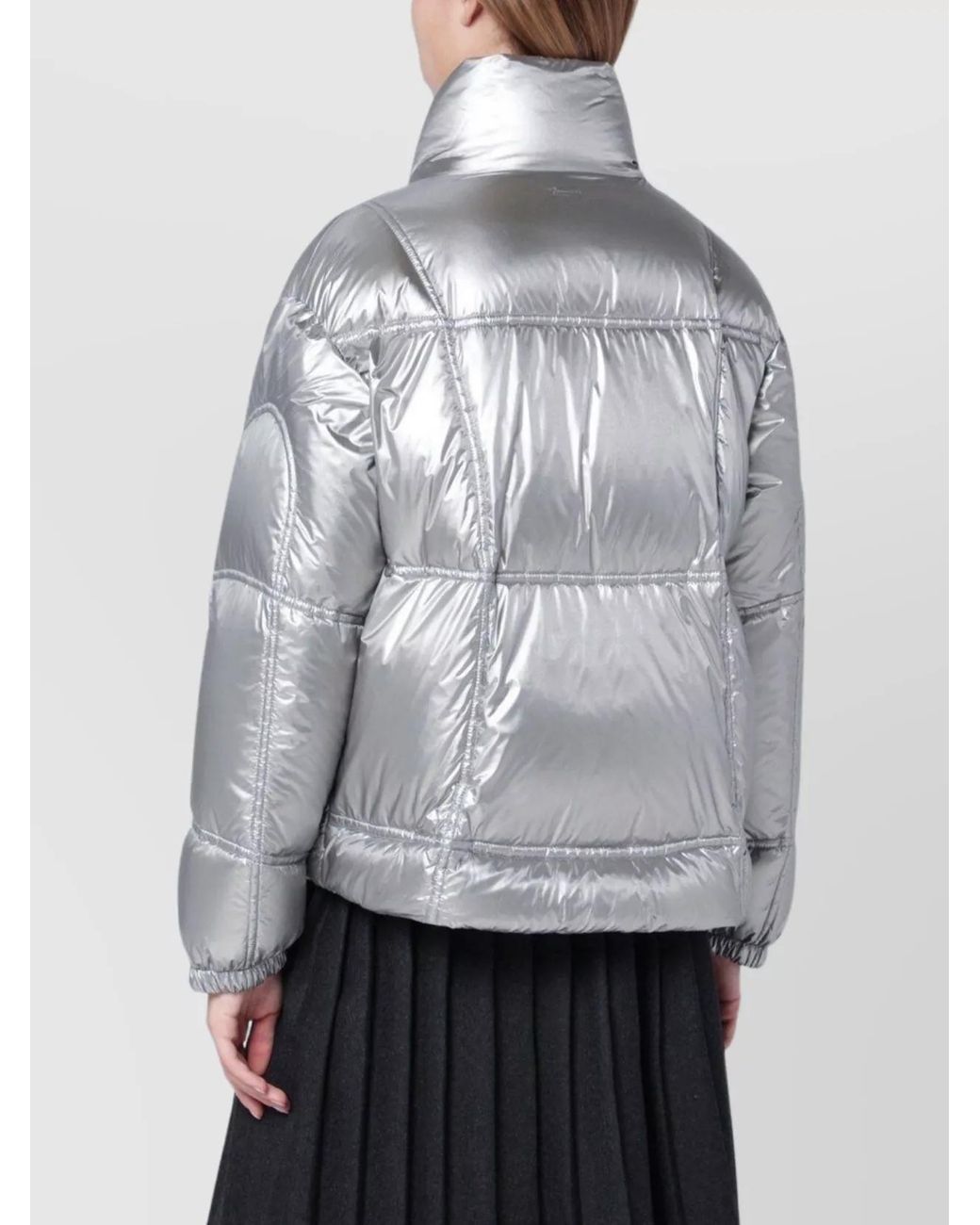 Herno Gray Metallic Parka Coat