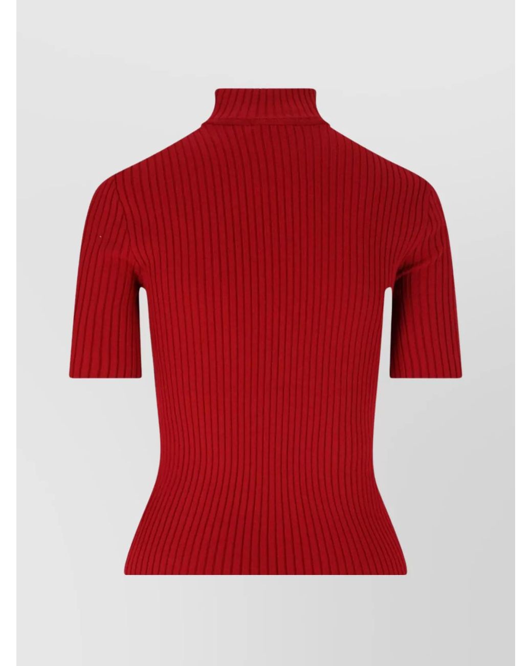 Courreges Red Ribbed Slim-Fit High-Neck Knitted Top