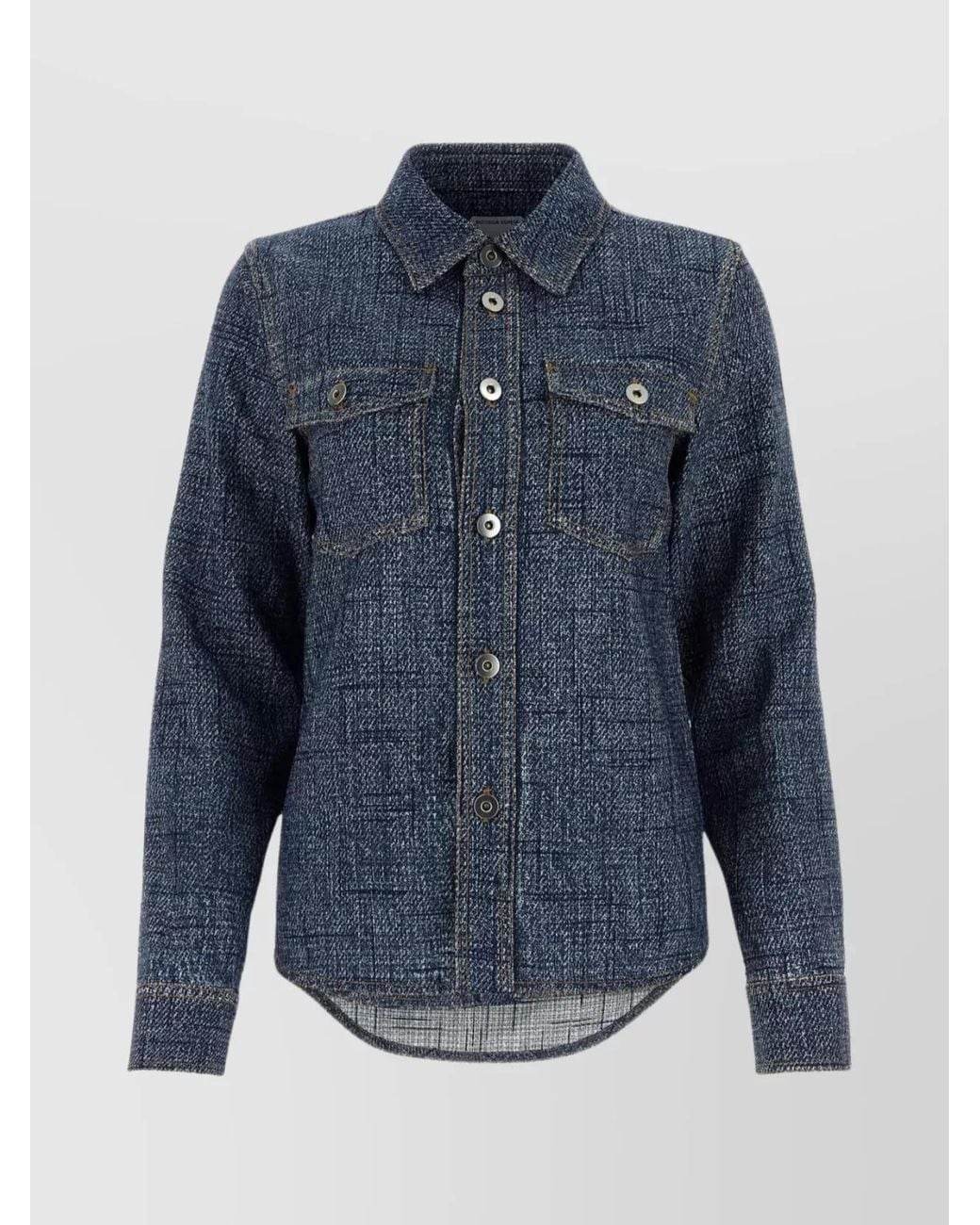 Bottega Veneta Blue Silk-Blend Printed Shirt