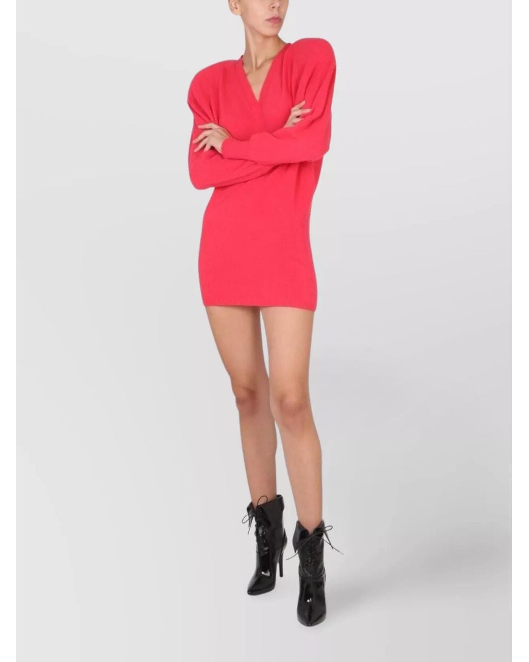 Philosophy Red Cashmere V-Neck Mini Dress