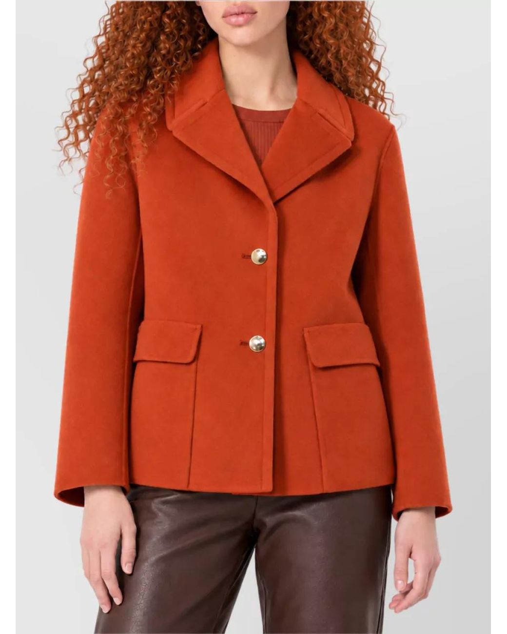 Max Mara Orange Wool Single-Breasted Coat