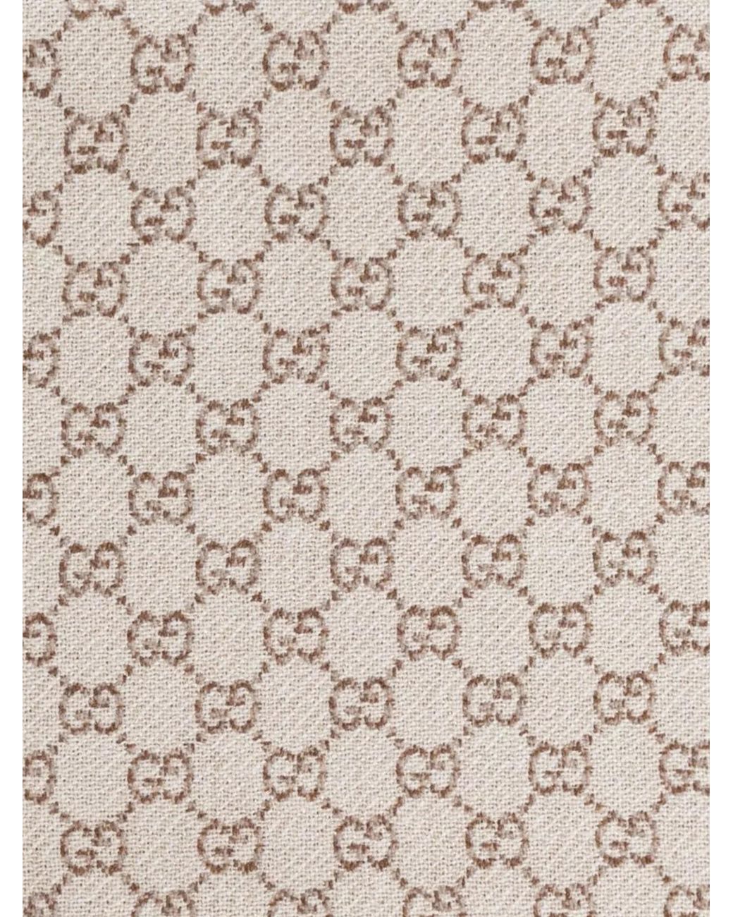 Gucci Natural Wool Logo-Jacquard Scarf
