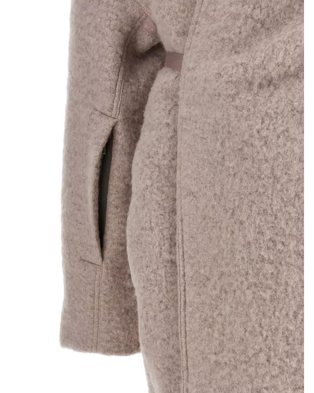 Rick Owens Natural Alpaca Wool Belted Maxi Coat