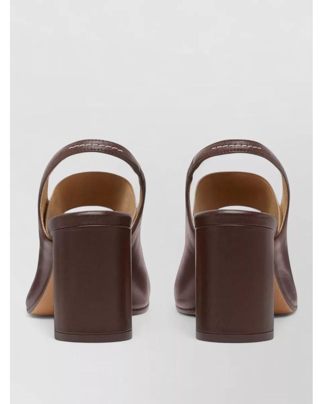 MM6 by Maison Margiela Brown Leather Block Heel Slingback Sandals
