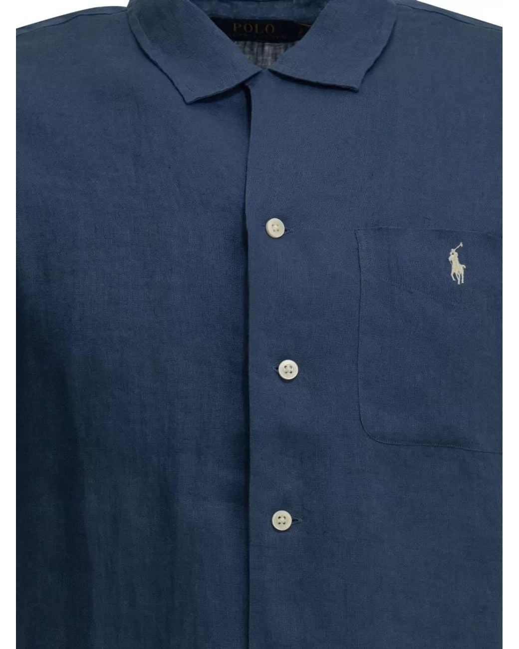 Polo Ralph Lauren Blue Linen Classic-Fit Polo Shirt for men