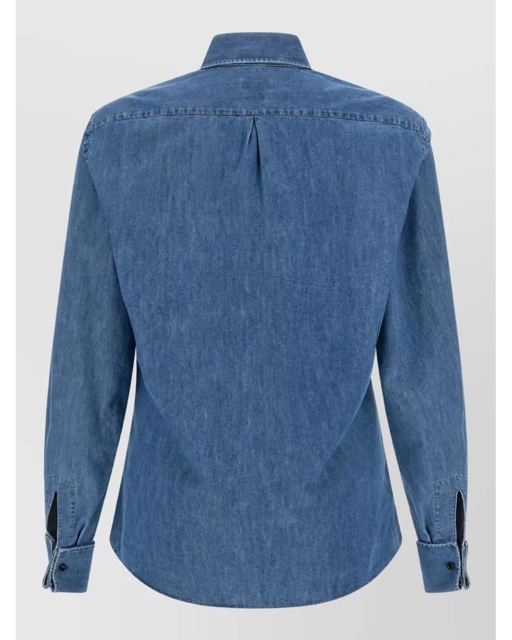 Brunello Cucinelli Blue Denim Slim-Fit Long-Sleeve Shirt for men