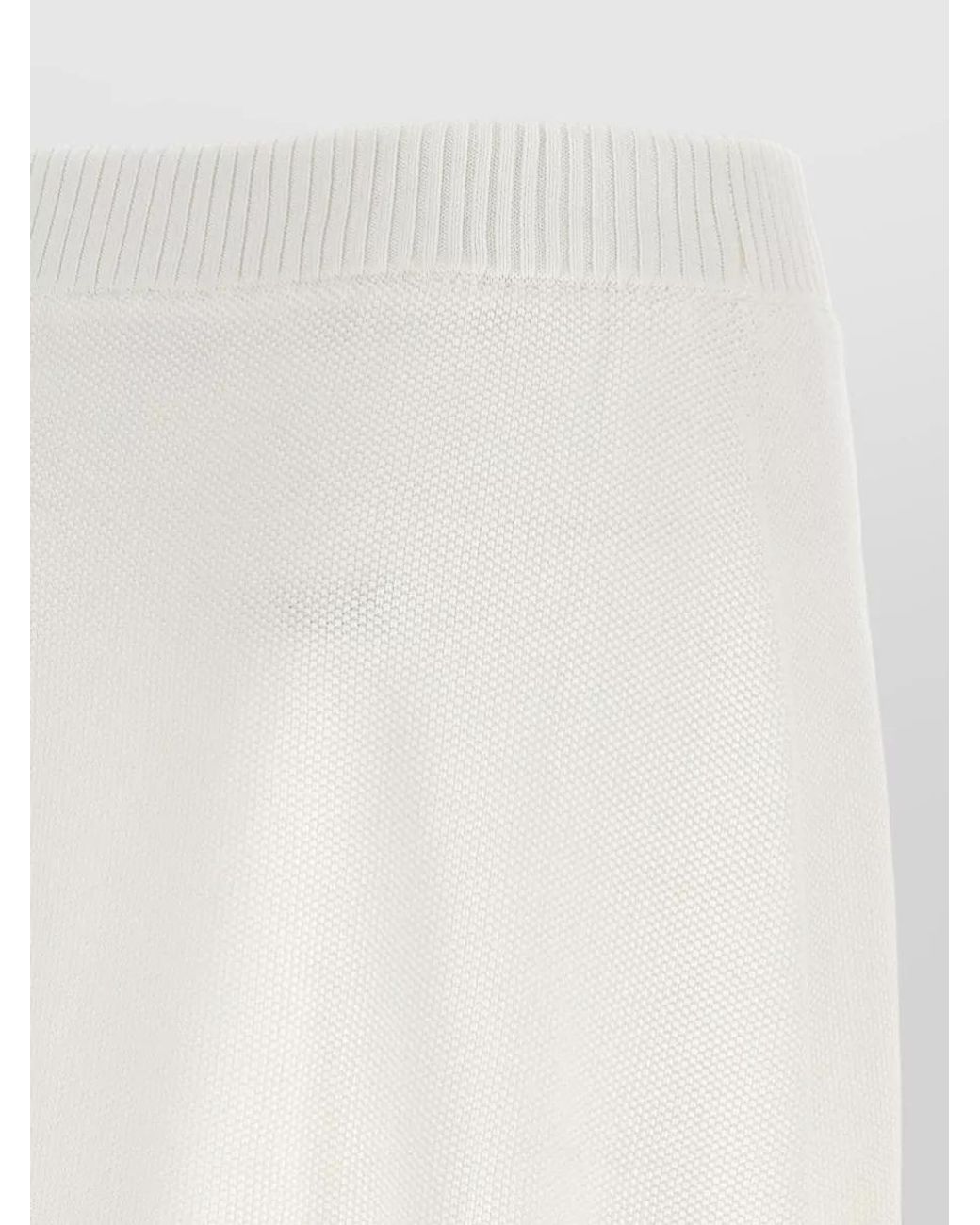 Brunello Cucinelli Natural Piqué-Knit Ribbed-Waist Striped-Hem Mini Skirt